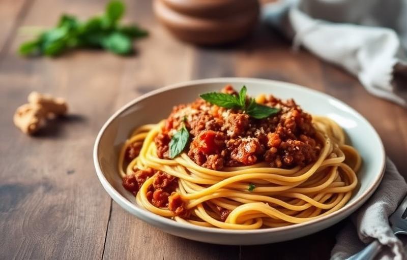 Vegetarian spaghetti bolognese